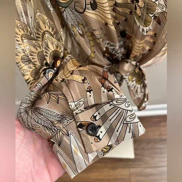 AZI New York Shimmery Button Up Long Sleeve Blouse, Sz S - Picture 3 of 6